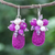 Multi-gemstone dangle earrings, 'Space Candy in Fuchsia' - Handmade Howlite and Cultured Pearl Dangle Earrings