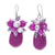 Multi-gemstone dangle earrings, 'Space Candy in Fuchsia' - Handmade Howlite and Cultured Pearl Dangle Earrings