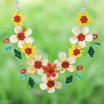 Multi-gemstone statement necklace, 'Flower Bed in Orange' - Hand Threaded Carnelian and Agate Statement Necklace