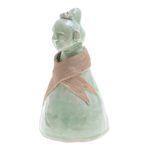 Celadon ceramic sculpture, 'Hill Tribe Woman' - Hand Crafted Celadon Ceramic Hill Tribe Sculpture