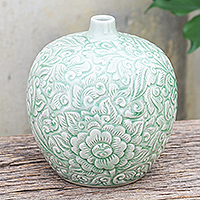 Celadon ceramic vase, Favorite Flower