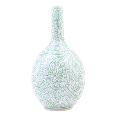 Hand Crafted Green Celadon Ceramic Vase