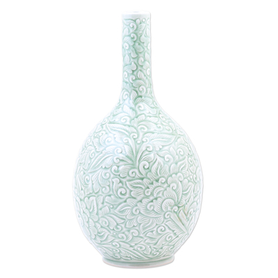 Seladon-Keramikvase - Handgefertigte Vase aus grüner Seladon-Keramik