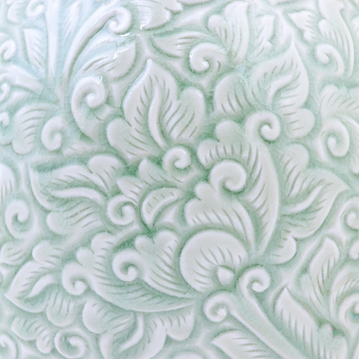 jarron de ceramica celadón - Jarrón de cerámica verde celadón hecho a mano