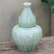 Celadon ceramic vase, 'Elephants and Flowers' - Artisan Crafted Celadon Ceramic Elephant-Themed Vase