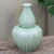 Celadon ceramic vase, 'Elephants and Flowers' - Artisan Crafted Celadon Ceramic Elephant-Themed Vase