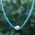 Hematite and cultured pearl pendant necklace, 'Beach Vacation' - Handmade Hematite and Cultured Pearl Pendant Necklace (image 2) thumbail