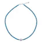 Hematite and cultured pearl pendant necklace, 'Beach Vacation' - Handmade Hematite and Cultured Pearl Pendant Necklace