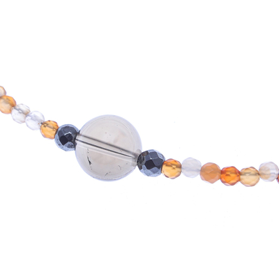 Halskette mit Anhängern aus mehreren Edelsteinen - Karneol- und Hämatit-Perlen-Anhänger-Halskette