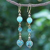Gold-accented multi-gemstone dangle earrings, Elemental in Blue