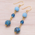 Gold-accented multi-gemstone dangle earrings, 'Elemental in Blue' - Gold-Accented Quartz and Jasper Dangle Earrings (image 2b) thumbail