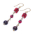 Gold-accented multi-gemstone dangle earrings, 'Elemental in Red' - Gold-Accented Tiger's Eye and Quartz Dangle Earrings