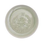 Celadon ceramic dinner plate, 'Flavorful' - Green Celadon Ceramic Lotus Flower Dinner Plate