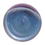 Ceramic dinner plate, 'Happy Harvest' - Handmade Blue and Red Ceramic Dinner Plate