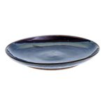 Ceramic dinner plate, 'Happy Harvest' - Handmade Blue and Red Ceramic Dinner Plate