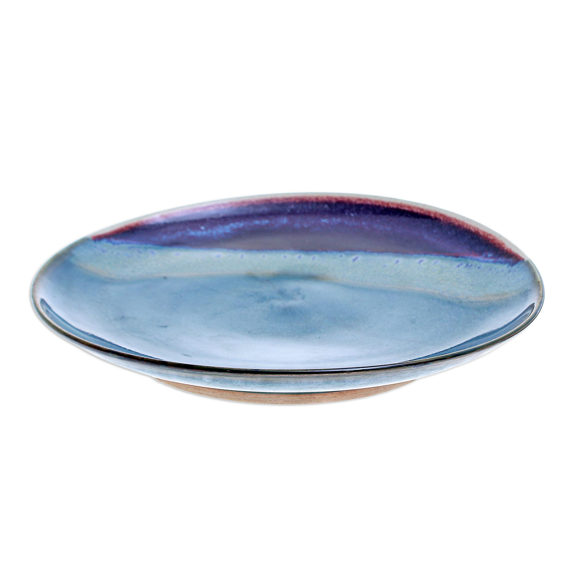 Artisan Crafted Blue Ceramic Salad Plate - Happy Harvest 