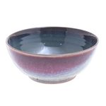 Ceramic cereal bowl, 'Happy Harvest' - Thai Blue and Red Ceramic Cereal Bowl