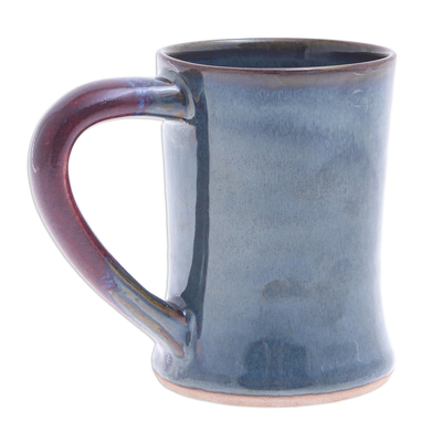 Ceramic mug, ' Refreshed' - Thai Blue and Red Ceramic Mug
