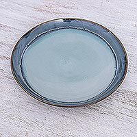 Keramik-Essteller, „Blue Crush“ – Handgefertigter blauer Keramik-Essteller
