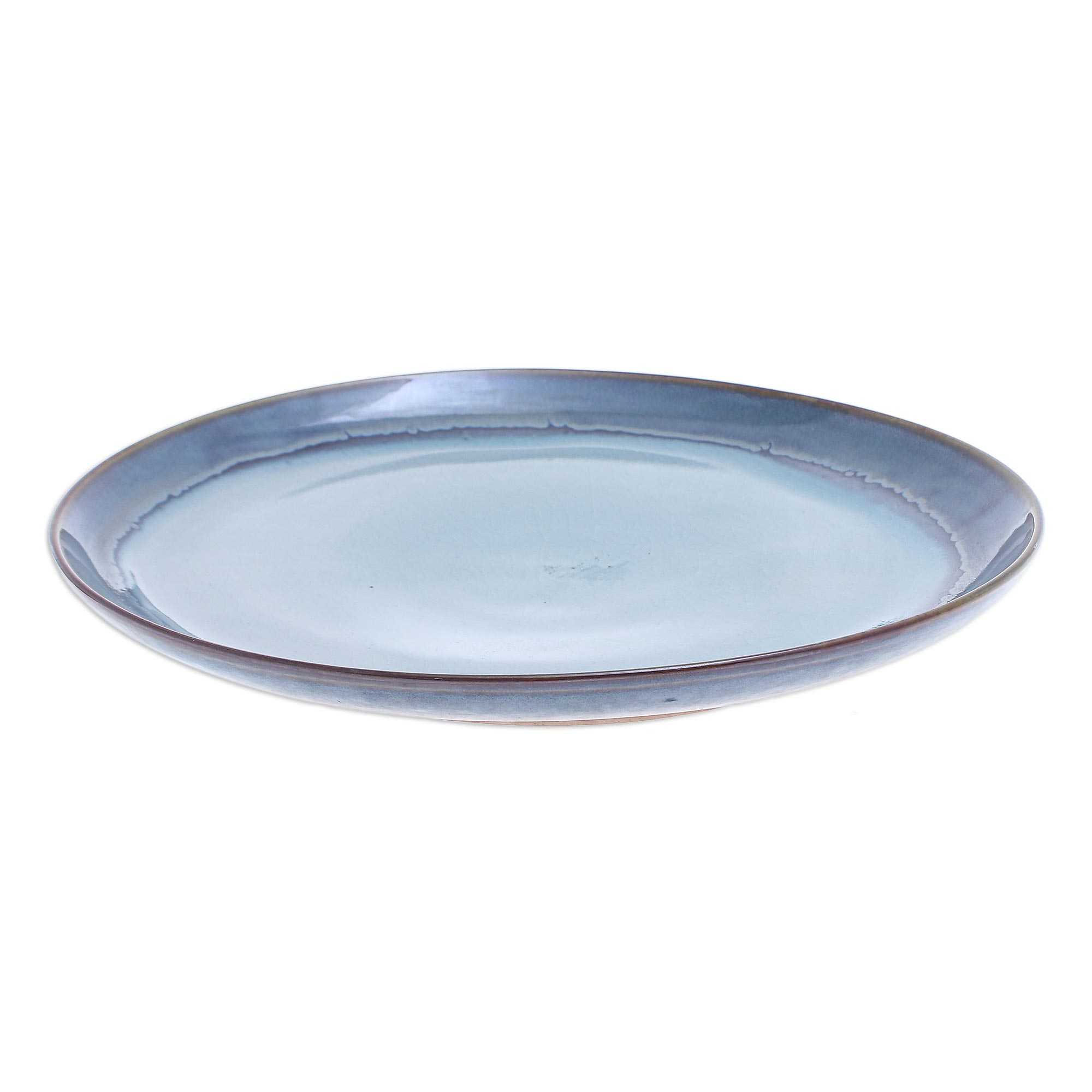 Handcrafted Blue Ceramic Dinner Plate - Blue Crush | NOVICA