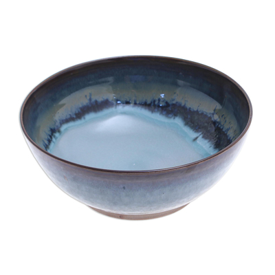 Tazón de sopa de cerámica - Tazón de sopa de cerámica azul hecho a mano