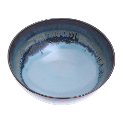 Ceramic soup bowl, 'Blue Crush' - Handmade Blue Ceramic Soup Bowl