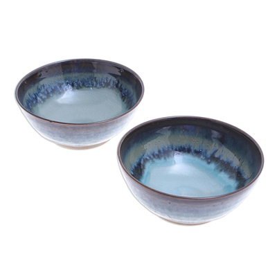 Müslischalen aus Keramik, (Paar) - Handgefertigte Müslischalen aus blauer Keramik (Paar)