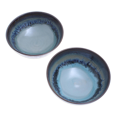 Müslischalen aus Keramik, (Paar) - Handgefertigte Müslischalen aus blauer Keramik (Paar)