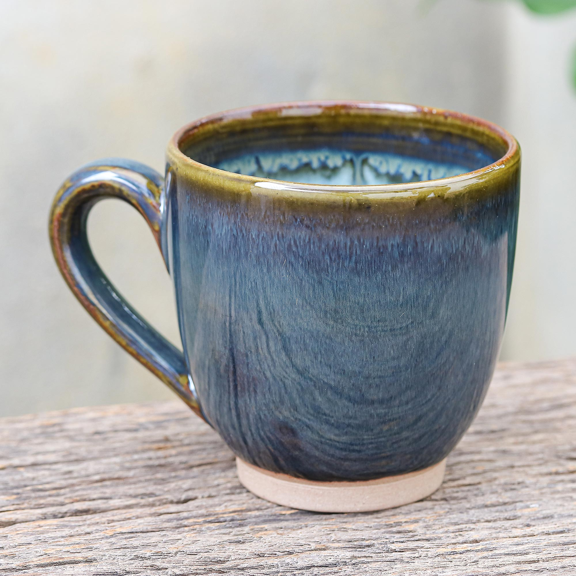 Hand Crafted Blue Ceramic Mug from Thailand - Morning Blues | NOVICA