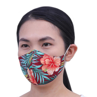 Cotton face masks, 'Tropical Breeze' (set of 3) - Hand Crafted Tropical Cotton Face Masks (Set of 3)