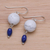 Howlite and lapis lazuli dangle earrings, 'Winter Traveler' - Hand Crafted Howlite and Lapis Lazuli Dangle Earrings