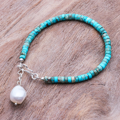 pulsera con charm de perlas cultivadas - Pulsera con cuentas de plata y perlas cultivadas de agua dulce