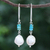 Cultured pearl dangle earrings, 'Sea Realm' - Cultured Pearl and Sterling Silver Dangle Earrings (image 2) thumbail