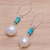 Cultured pearl dangle earrings, 'Sea Realm' - Cultured Pearl and Sterling Silver Dangle Earrings (image 2b) thumbail