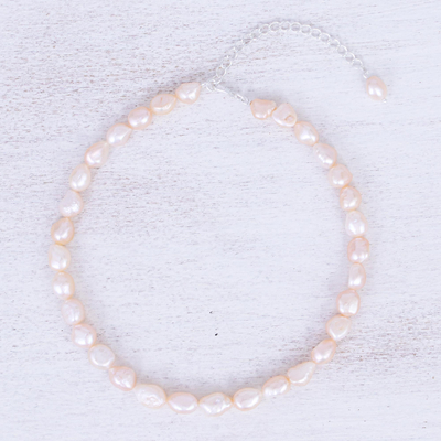 Gargantilla de perlas cultivadas - Gargantilla de Plata de Ley y Perlas Cultivadas de Agua Dulce