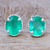 Onyx stud earrings, 'Green Sky' - Hand Crafted Onyx and Sterling Silver Stud Earrings (image 2) thumbail