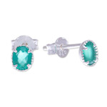 Onyx stud earrings, 'Green Sky' - Hand Crafted Onyx and Sterling Silver Stud Earrings