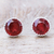 Garnet stud earrings, 'Cabernet Drop' - Thai Garnet and Sterling Silver Stud Earrings (image 2) thumbail