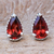 Garnet stud earrings, 'Wine Drop' - Hand Made Garnet and Sterling Silver Stud Earrings thumbail