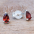 Garnet stud earrings, 'Wine Drop' - Hand Made Garnet and Sterling Silver Stud Earrings (image 2b) thumbail