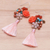Multi-gemstone dangle earrings, 'Candy Bouquet in Orange' - Agate and Cultured Freshwater Pearl Dangle Earrings