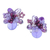 Multi-gemstone clip-on earrings, 'Solaris in Purple' - Amethyst and Cultured Pearl Cluster Clip-On Earrings