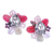 Multi-gemstone clip-on earrings, 'Solaris in Pink' - Agate and Rose Quartz Cluster Clip-On Earrings (image 2b) thumbail