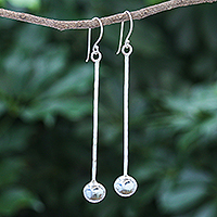Sterling silver dangle earrings, 'Shining Swing' - Hammered Sterling Silver Dangle Earrings