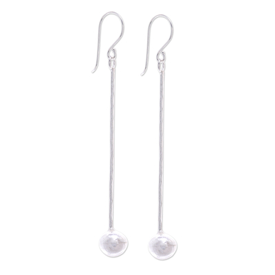 Sterling silver dangle earrings, 'Shining Swing' - Hammered Sterling Silver Dangle Earrings