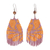 Quartz dangle earrings, 'Clover in Orange' - Quartz and Pink Glass Bead Waterfall Earrings