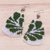 Quartz dangle earrings, 'Clover in Green' - Quartz and Green Glass Beaded Waterfall Earrings