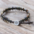 Macrame agate beaded bracelet, 'Spiritual Side in Green' - Handmade Macrame Agate and Leather Cord Bracelet (image 2b) thumbail