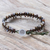 Macrame agate beaded bracelet, 'Spiritual Side in Brown' - Hand Knotted Macrame Agate and Leather Cord Bracelet (image 2b) thumbail