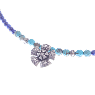 Lapis lazuli pendant necklace, 'Color Sense in Blue' - Lapis Lazuli and Karen Silver Pendant Necklace